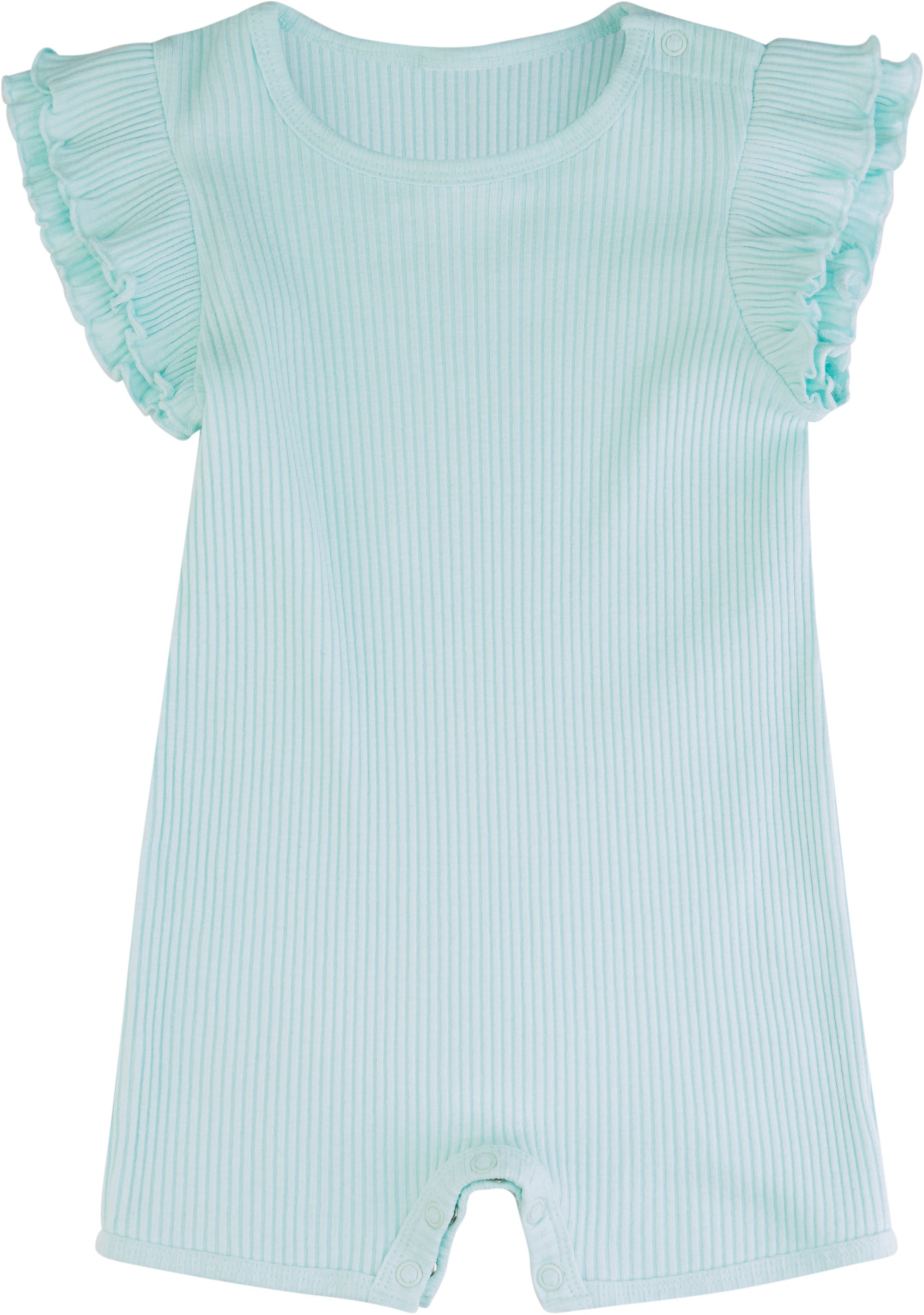 Babies' Frill Sleeve Textured Romper in Fair Aqua