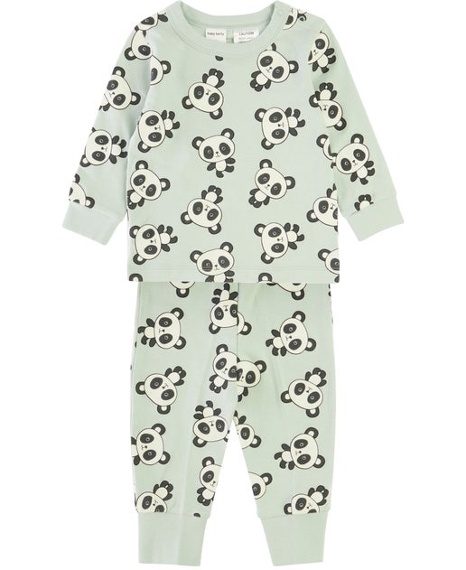 Babies' Long Sleeve PJs in Surf Spray Pandas | Postie