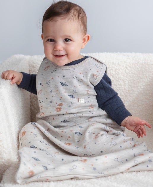 Babies' Merino Sleep Sack In Oat Space 