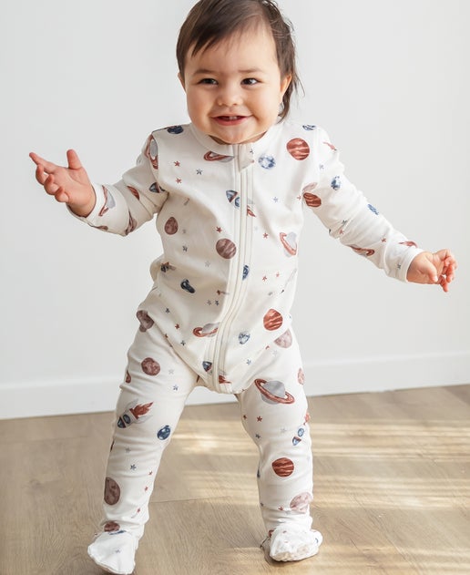 Babies' Organic Cotton Growsuit in Cloud Dance Space | Postie