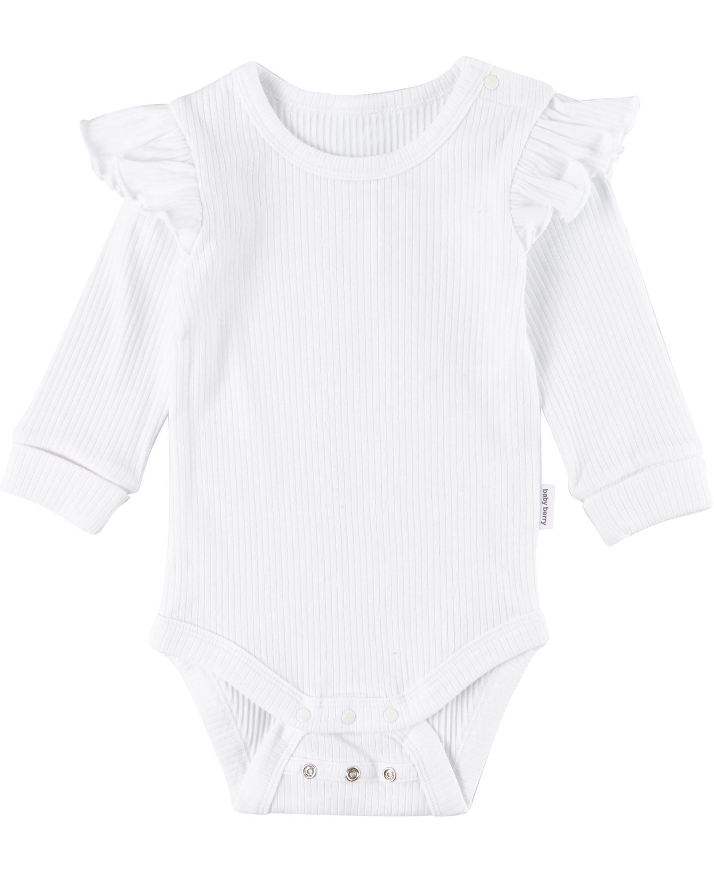 Babies' Rib Frill Sleeve Bodysuit in Cloud Dancer | Postie