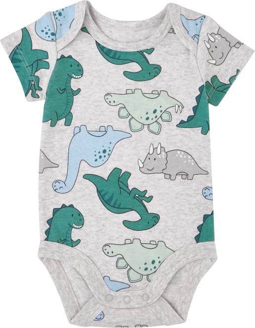 Babies' Short Sleeve Bodysuit in Grey Dino | Postie