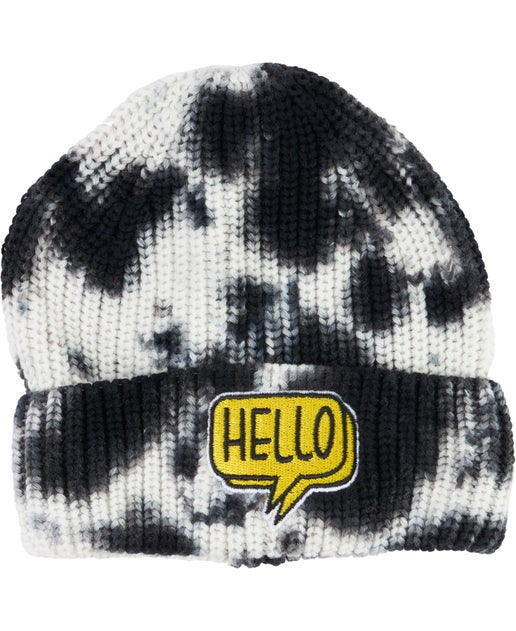 Babies' Tie Dye Badge Beanie in Jet Black Tie Dye | Postie