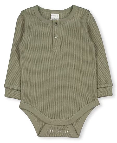 Babies' Waffle Bodysuit in Vetiver Green | Postie