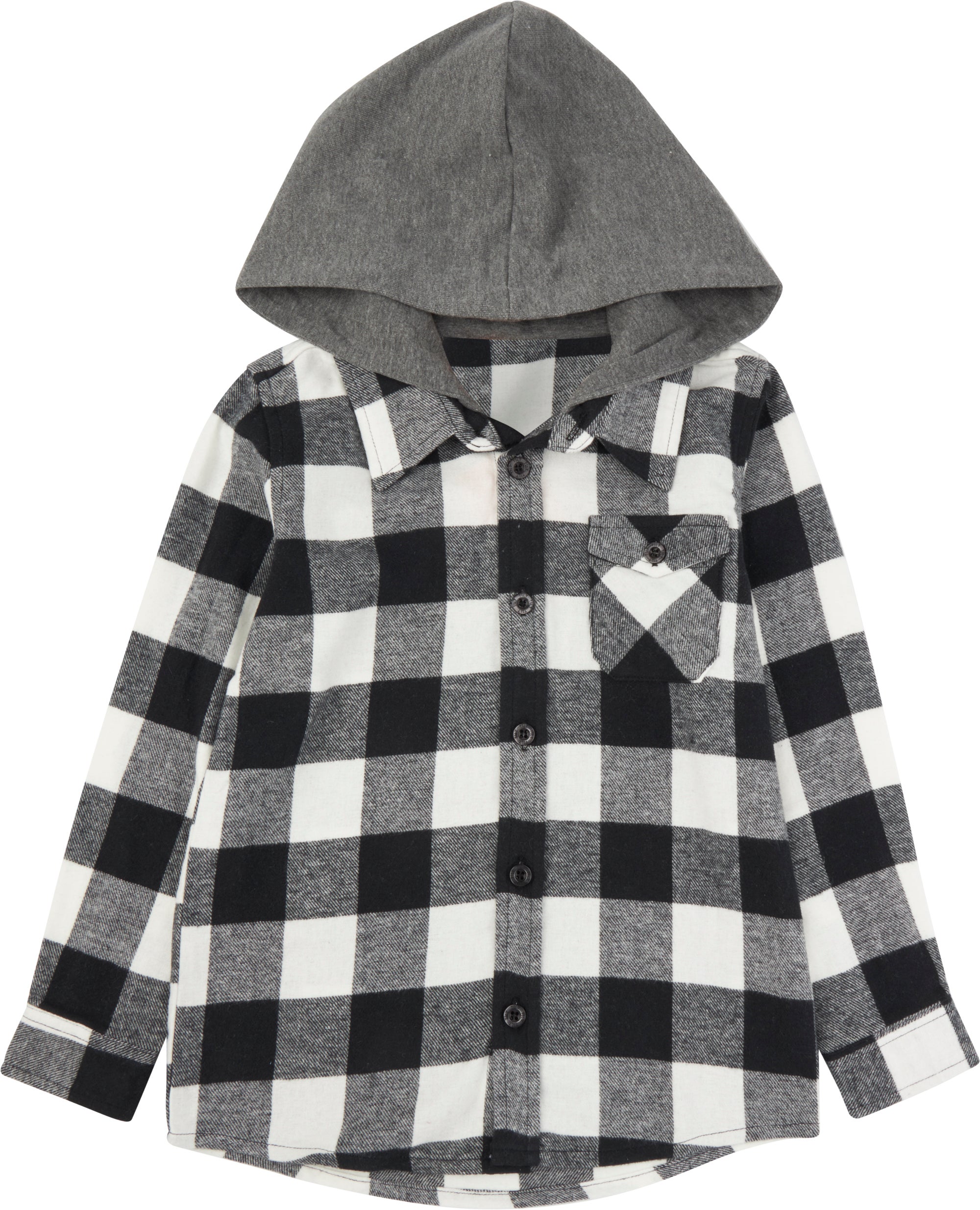 black and white hooded flannel