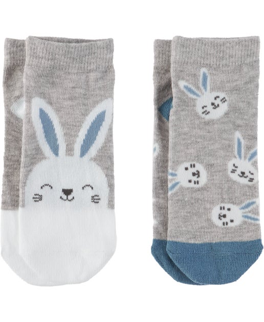 Kids Favourites 2 Pack Low Cut Jacquard Sock in Blue Bunny | Postie