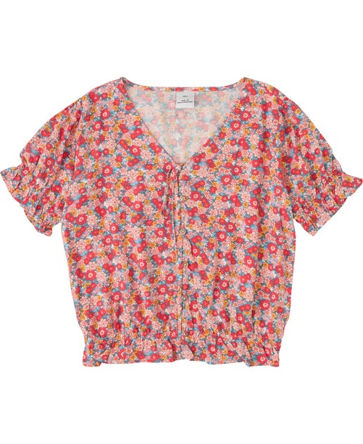 Kids' Printed Woven Button Top in Ditsy | Postie