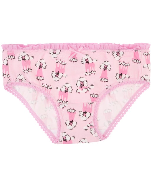 Kids' Ruffle Edge Brief in Pink Poodles | Postie