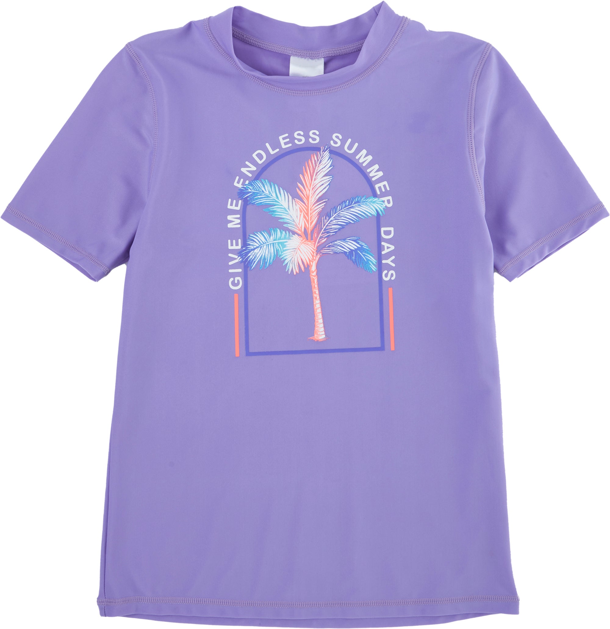 Kids' Short Sleeve Palm Print Rash Top in Neon Purple | Postie