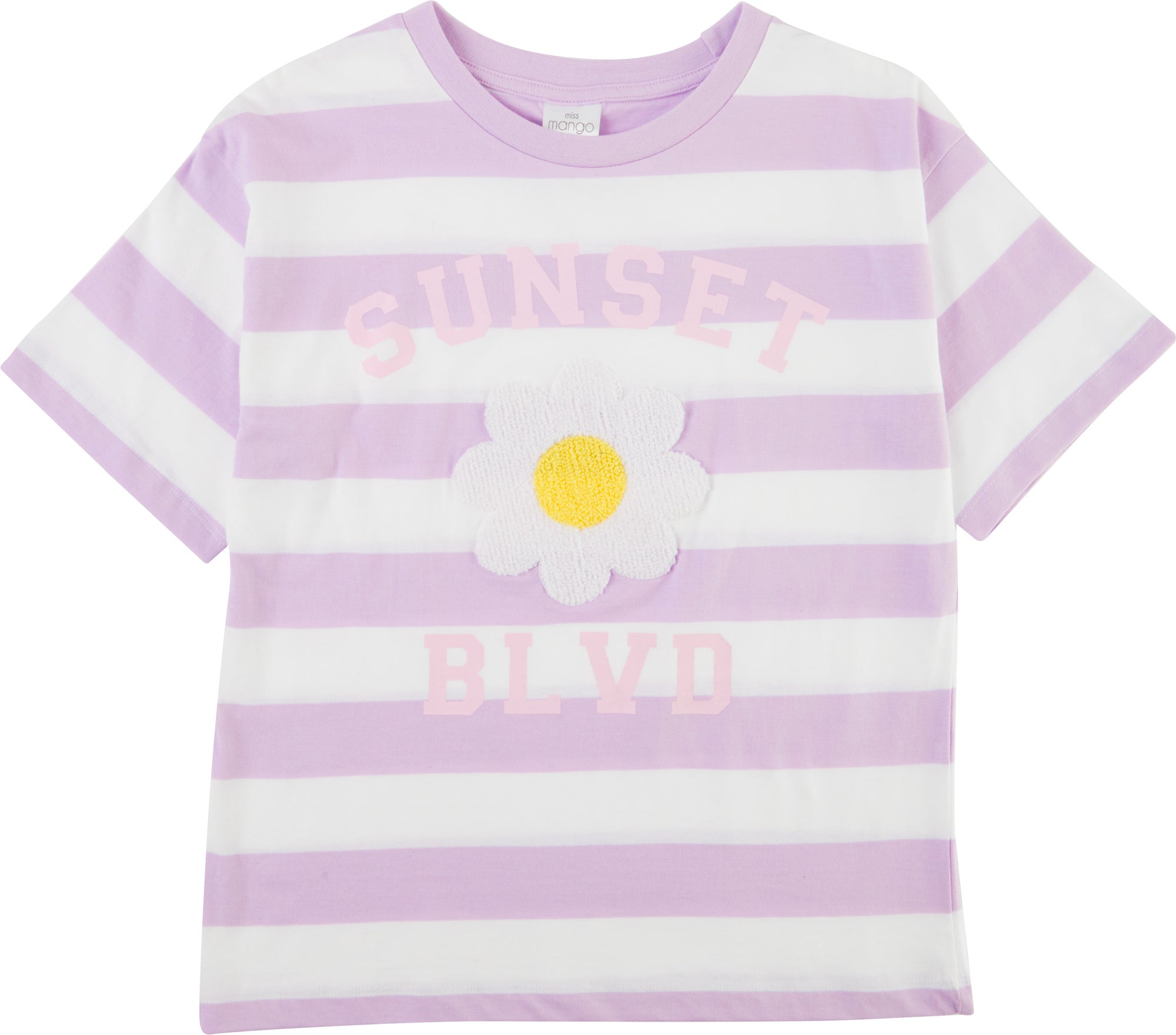 Kids' Stripe Applique T-shirt in White/orchid Daisy