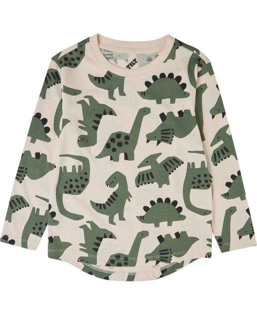 Little Kids' All Over Print Tee in Stone/khaki Dinos | Postie