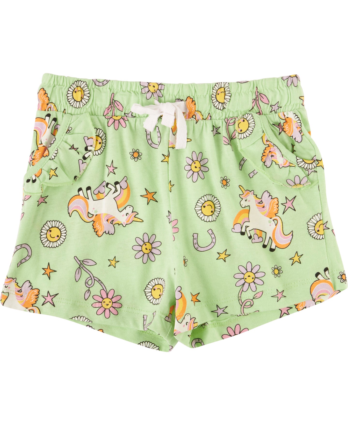 Organic cotton pyjama shorts in green Pixie print