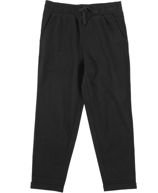 Little Kids' Jersey Roll Hem Plain Pant in Black | Postie