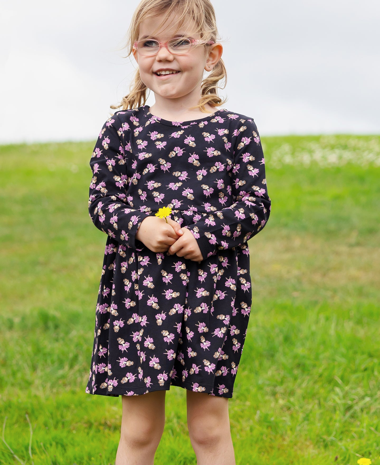 Kids long clearance sleeve black dress