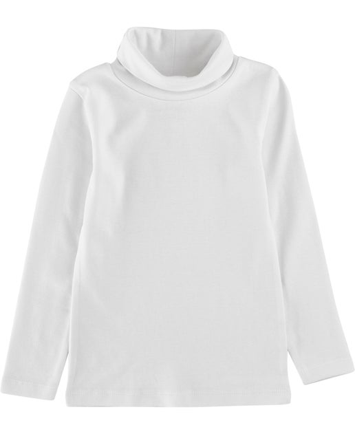 Little Kids' Plain Long Sleeve Skivvy in White | Postie