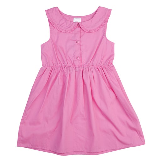 Little Kids' Poplin Collar Dress in Hot Pink | Postie