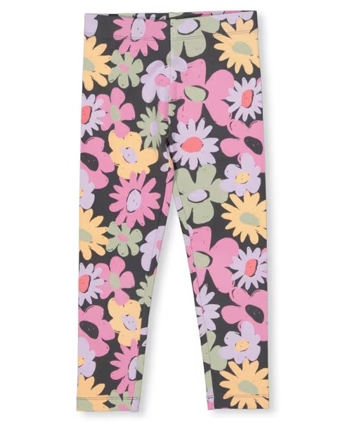 Little Kids' Print Essential Legging in Black/purple Floral | Postie