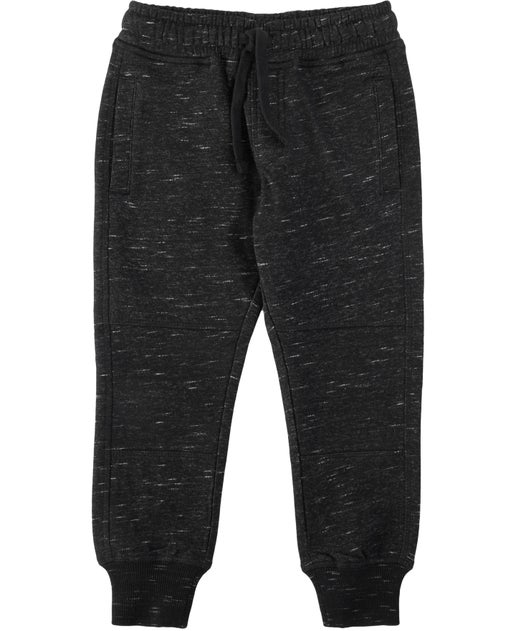 Little Kids' Space Dye Moto Trackpants in Black | Postie