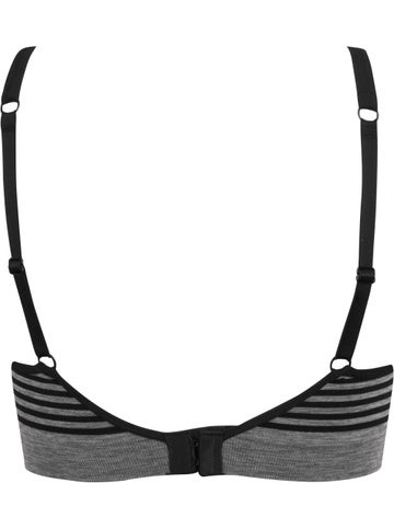 Seamfree Wirefree Soft Cup Bra in Black And Grey Stripe