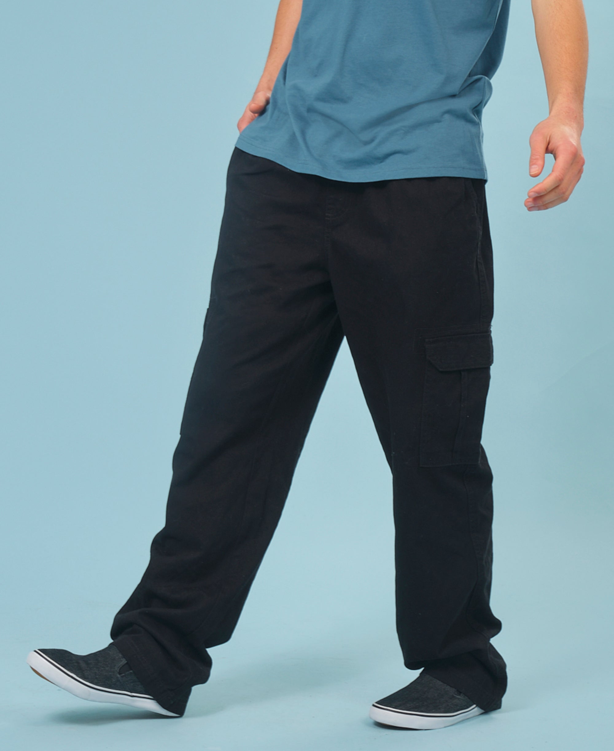 ASOS DESIGN baggy cargo pants in ripstop with elasticated waist in navy |  ASOS