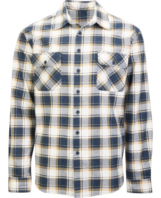 Men's Flannel Shirt in Wht/mid Blue/tan | Postie