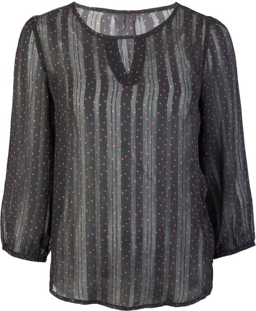 Women's Chiffon Blouse in Black / Pink Spot | Postie