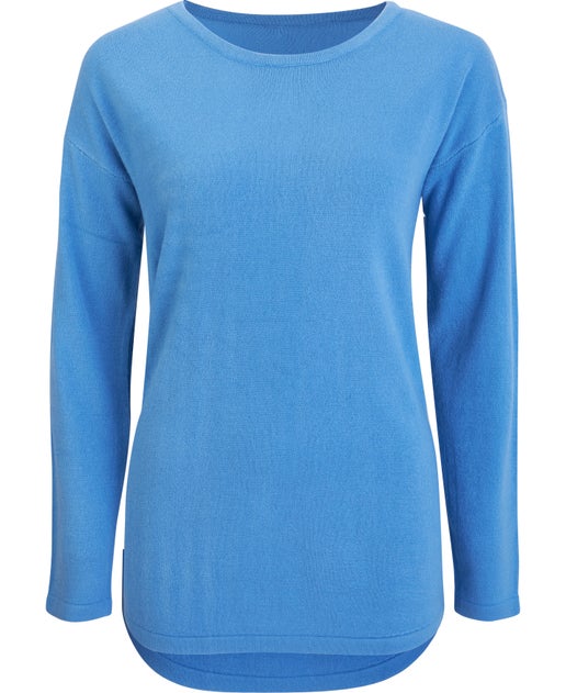 Women's Drop Hem Long Sleeve Super Soft Jumper in Blue Jasper | Postie