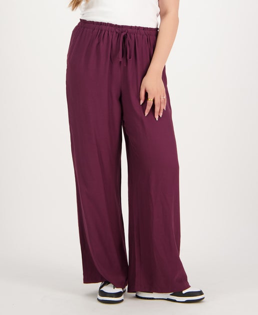 Women's Elastic Waist Wide Leg Pant in Fig | Postie