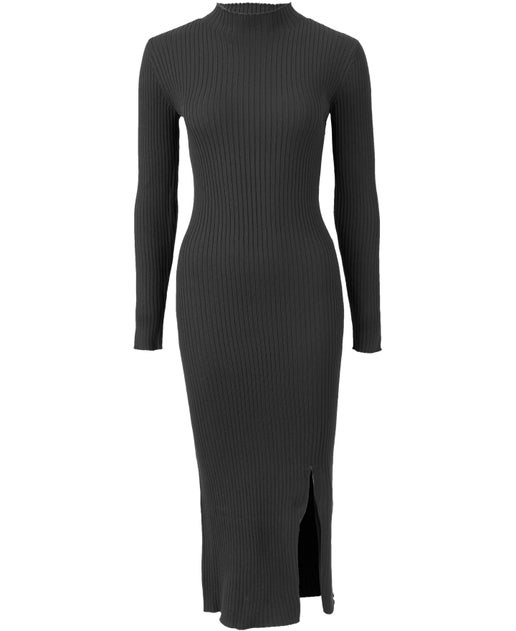 Women's Knitted Midi Dress in Black | Postie