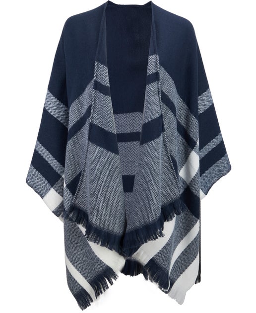 Women's Large Check Wrap in Navy/white | Postie