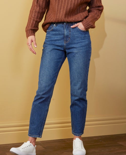 Women's Mom Jean in Dark Denim | Postie