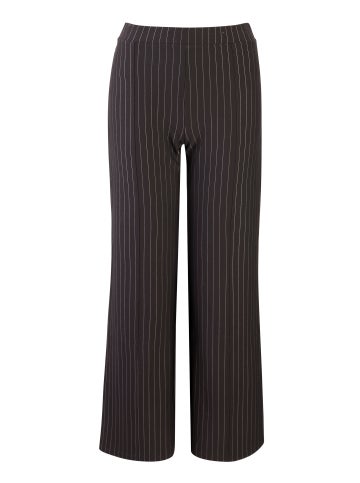 High Rise Pinstripe Flare Ponte Pant in Black Pinstripe