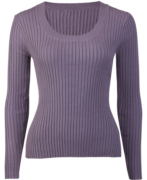 Women's Scoop Neck Rib Top in Dusty Lilac Marle | Postie