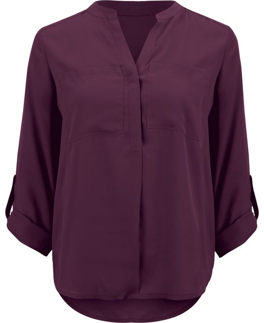 Women's Sheer Blouse in Wine | Postie