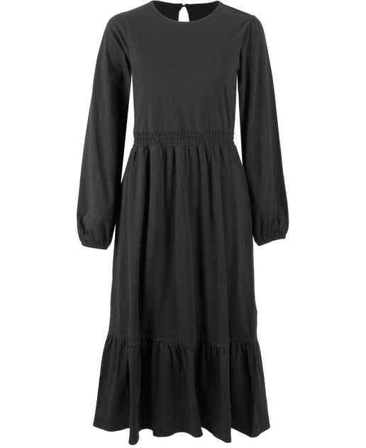 Women's Shirred Waist Midi Dress in Black | Postie