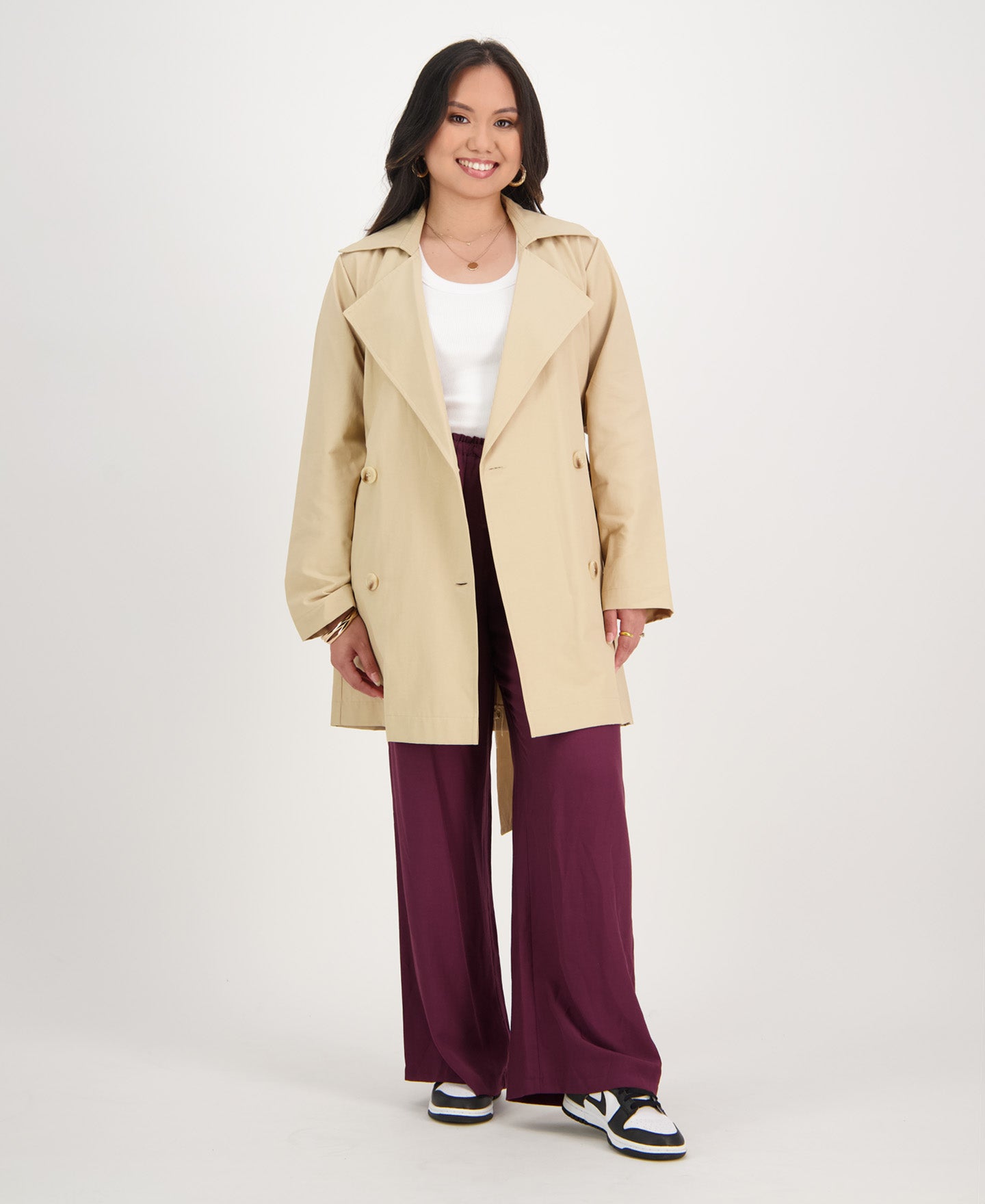 Beige short clearance coat womens