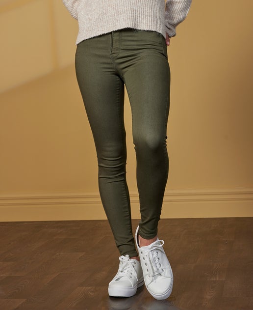 Women's High-Rise Olive Green Super Skinny Jeans