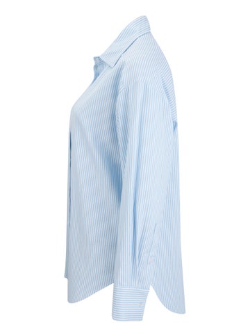 Lucky Brand Lucky Brand Shirt Womens L White Blue Striped Back Buttons  Linen Blend Casual