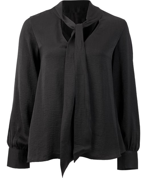 Women's Tie Detail Blouse in Black | Postie