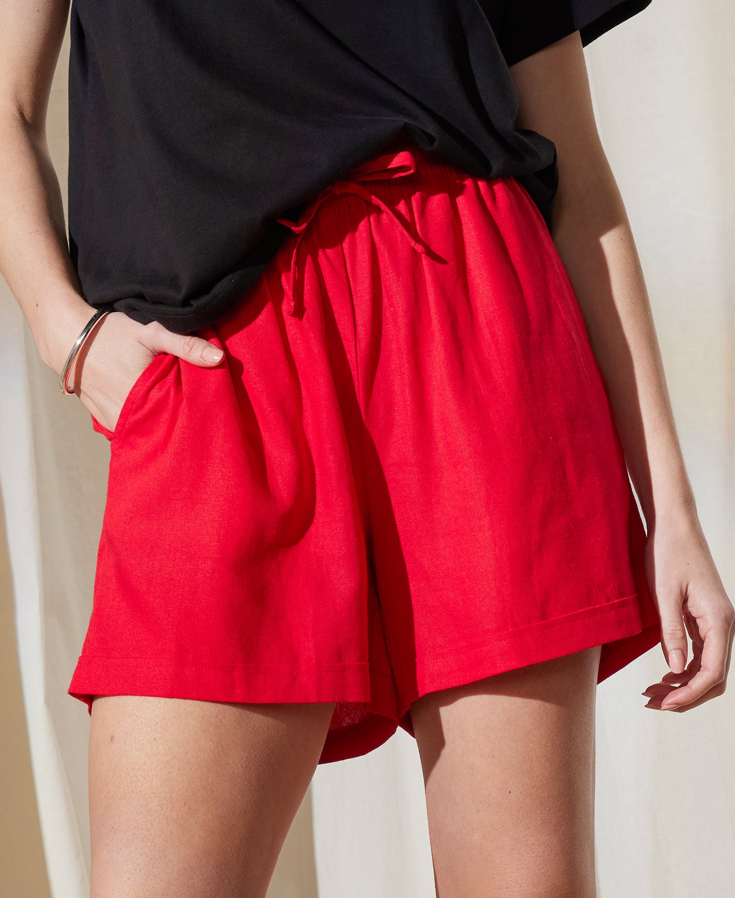 Red overall hot sale shorts womens