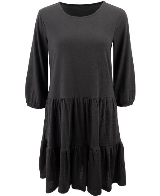 Women's Tiered Crinkle Dress in Black | Postie