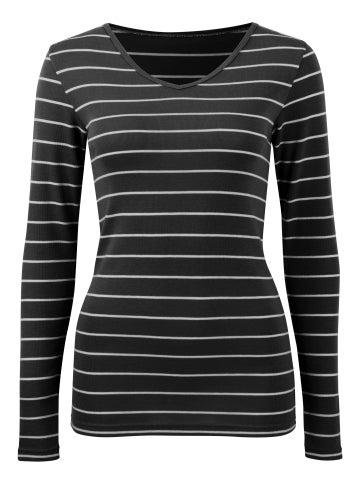 Women's V-Neck Thermo Thermal Top in Black/wht