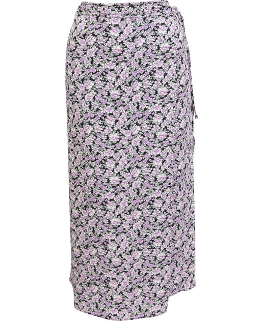 Women's Woven Wrap Skirt in Lilac Floral | Postie